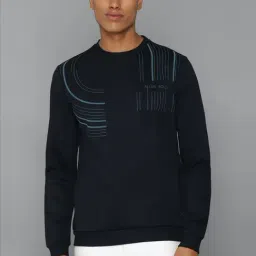 Allen Solly Navy Cotton Regular Fit Printed Sweatshirt-image-23