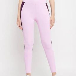 Clovia Purple Slim Fit High Rise Tights-image-45