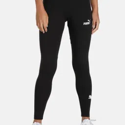 Puma Black Logo Print Mid Rise Tights-image-98