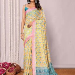 Janasya Yellow Printed Sarees-picture-27