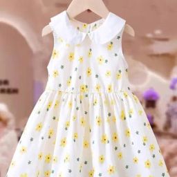 Bolly Lounge Girls White Cotton Blend Sleevless Floral Print Dress-image-98