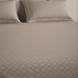 Mulberry Living Cotton Checks Brown 300 TC Super King Size Bedsheet with 2 Pillow Covers-image-85
