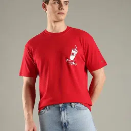 TOMMY HILFIGER Red Graphic Relaxed Fit Cotton T-Shirt-picture-7