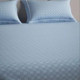 Mulberry Living Cotton Checks Blue 300 TC Super King Size Bedsheet with 2 Pillow Covers-image-86