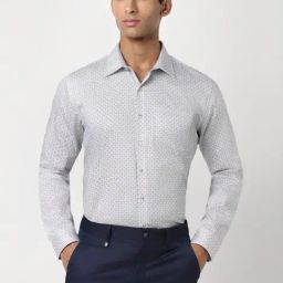 Van Heusen White Cotton Slim Fit Printed Shirt-image-93