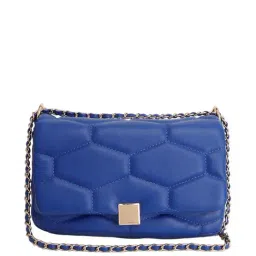 Kazo Navy Blue Synthetic Quilted Sling Handbag-image-52