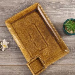 Aapno Rajasthan Mustard Ceramic Glazed Rectangular Platter-32
