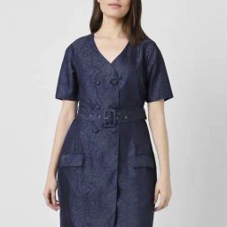 Van Heusen Navy Printed A-Line Dress-image-45