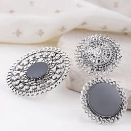 YouBella Silver Plated Oxidized Afghani Adjustable Rings Combo of 3-12