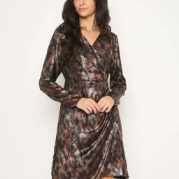 MADAME Brown Printed Shift Dress-image-69