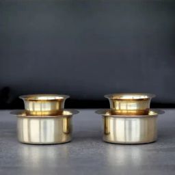 Indian Bartan Gold Brass Coffee Davara Tumbler (100ml) - Set of 2-16