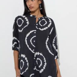 Utsa by Westside Black Abstract Design Cotton Tunic-image-74