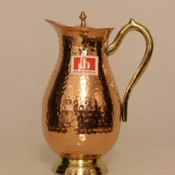 Indian Bartan Brown Copper Handcrafted Jug (2000ml)-image-6