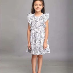 Biglilpeople Girls White & Grey Printed Dresses-image-61