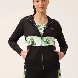 Clovia Black Polyester Printed High Neck Jacket-picture-30