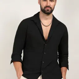 Campus Sutra Black Regular Fit Texture Shirt-picture-0