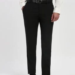 Peter England Black Slim Fit Texture Trousers-image-23