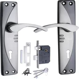Atom Iron Silver and Black Door Handle Lock Set, WIH1003BSLegend-2-98