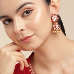 Anouk Gold-Plated Beaded Dome Shaped Jhumkas-9