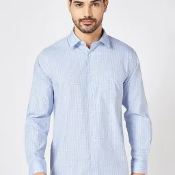 Peregrine By Pantaloons Blue Cotton Regular Fit Checks Shirt-picture-49