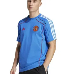 Adidas Blue Cotton Regular Fit Striped Sports T-Shirt-image-83