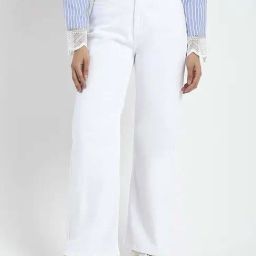 Madame White Cotton Regular Fit Jeans-image-98
