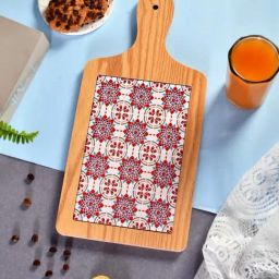 TAYHAA Red & Brown Ceramic Ceramic Platter With Handle-44