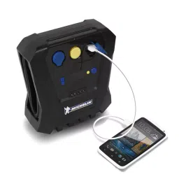 MICHELIN 12266 High Power Rapid Tyre Inflator with Pre-Set, USB Mobile Charging, 12V DC socket, LED Lights, and large back lit display Black and Blue image 4