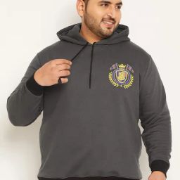 Bigbanana Men Plus Size Dark Grey Solid Regular Fit Sweatshirt-19