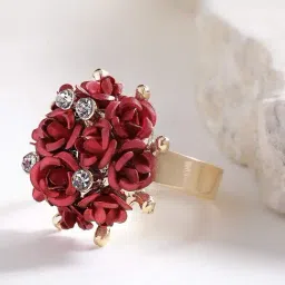 YouBella Stylish Love Red Rose Ring-image-87