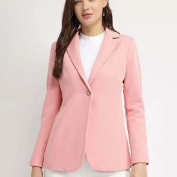 Fablestreet Pink Single Breasted Blazer-image-3