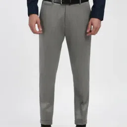 Peter England Grey Regular Fit Texture Trousers-picture-6