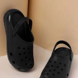 Truffle Collection Women's Jet Black Back Strap Clogs-image-57