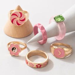 YouBella Gold Plated Enamelled Rings Combo-26
