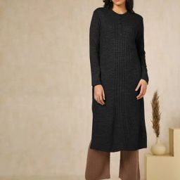 Soch Black Acrylic Regular Fit Woven Design Kurta-47