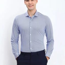 Allen Solly Blue Cotton Slim Fit Checks Shirt-image-51