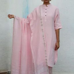 Chidiyaa Pink Breathe Ivy Handwoven Linen Dupatta-image-26