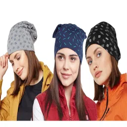 Vimal Jonney Multicolor Printed Beanies Set of 3 image 1