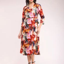 Fablestreet Multicolor Floral Print Midi Dress-image-22