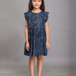 Biglilpeople Girls Black & Blue Printed Dresses-image-34