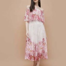 Code By Lifestyle Off White Regular Fit Floral Print Dress-image-67