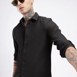 glitchez Classic Vibe Self Checked Shirt-picture-13