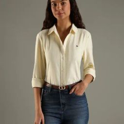 Tommy Hilfiger Yellow Cotton Regular Fit Striped Shirt-picture-9