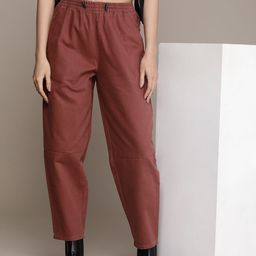 The Roadster Life Co. Women Solid Mid-Rise Pure Cotton Regular Trousers-image-89