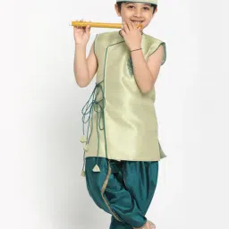 VASTRAMAY Boys Green Embellished KurtaSets-image-63