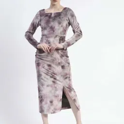 MADAME Pink Printed Shift Dress-image-24