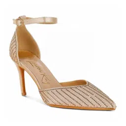 London Rag Women's Gold Ankle Strap Stilettos-image-84