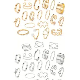 YouBella Latest Stylish Stackable Kunckle Rings Combo of 44-image-72