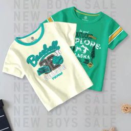 Codez Kids Green Printed T-Shirt (Pack Of 2)-image-25