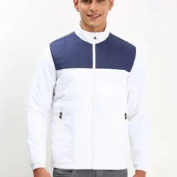 Allen Solly White & Navy Regular Fit Colour Block Jacket-picture-34